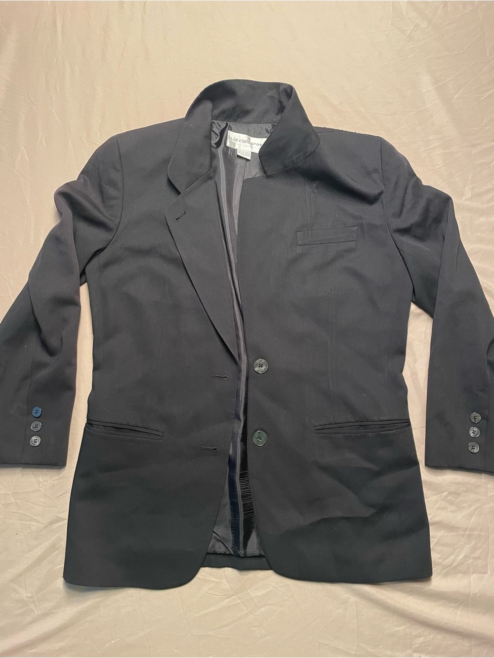 Liz Claiborne Petite Collection Blazer Black Size Petite 8 Rayon/Polyester Blend